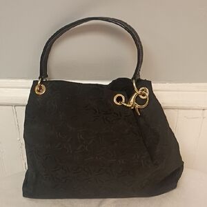 Vera Wang Black Tote with Gold Ring Hardware
